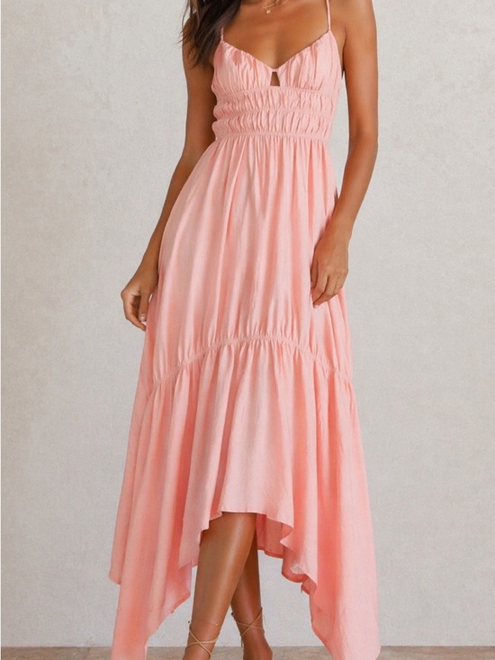 Steve Madden Dresses & Skirts - Steve Madden Blush Pink  Midi Dress Smocked Strappy Boho NWT Small